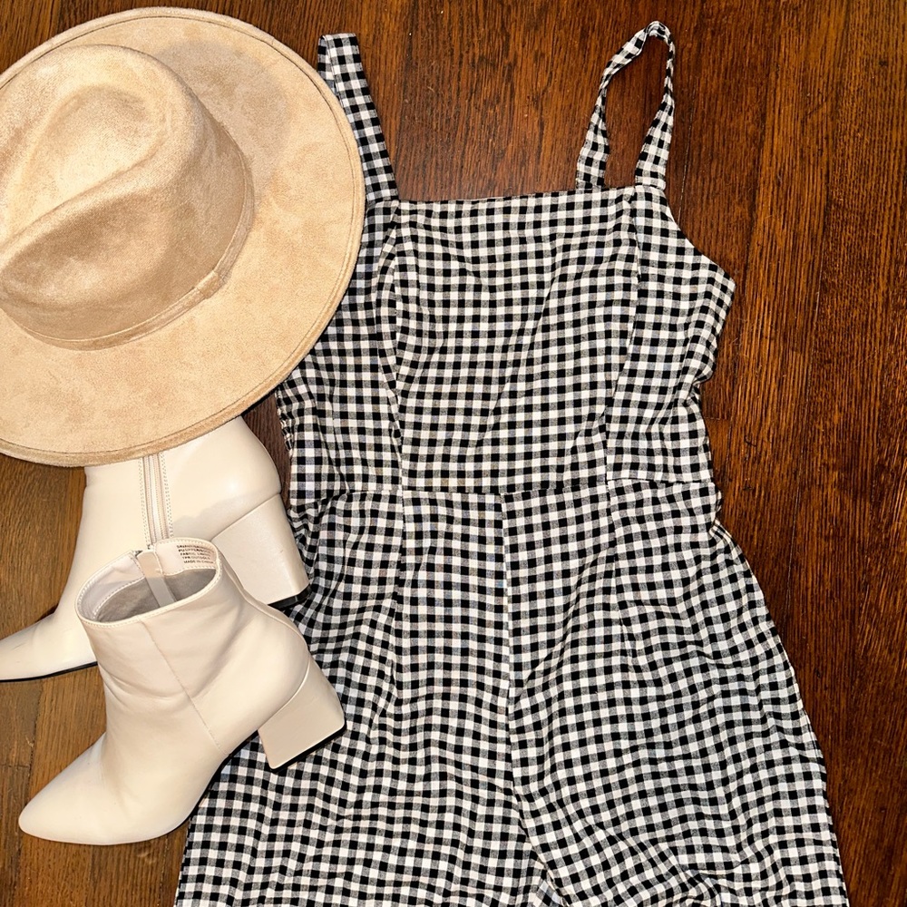 Medium black & white plaid jumpsuit